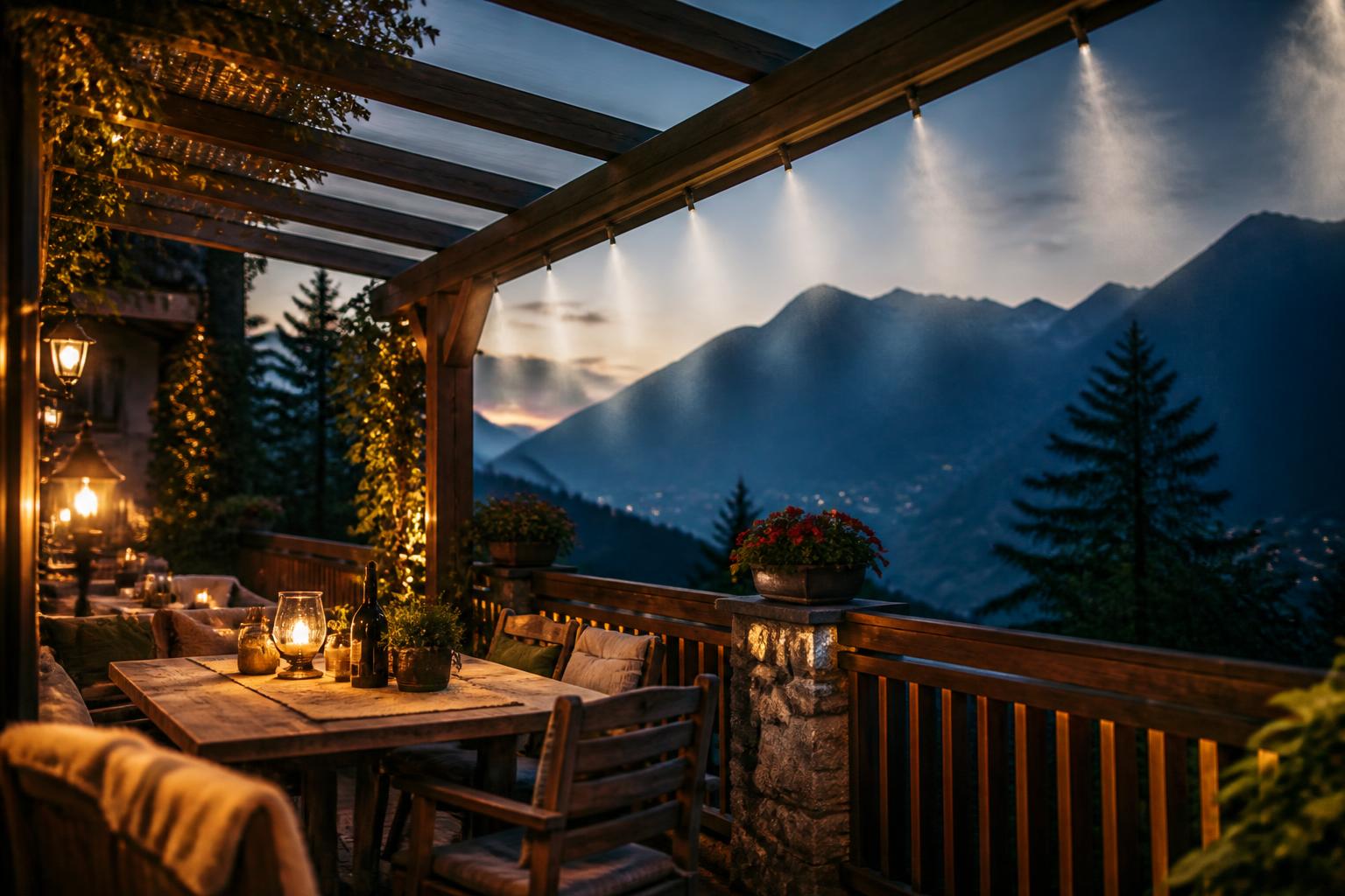 Terrasse in Südtirol am Abend, mückenfrei durch das Free Times System